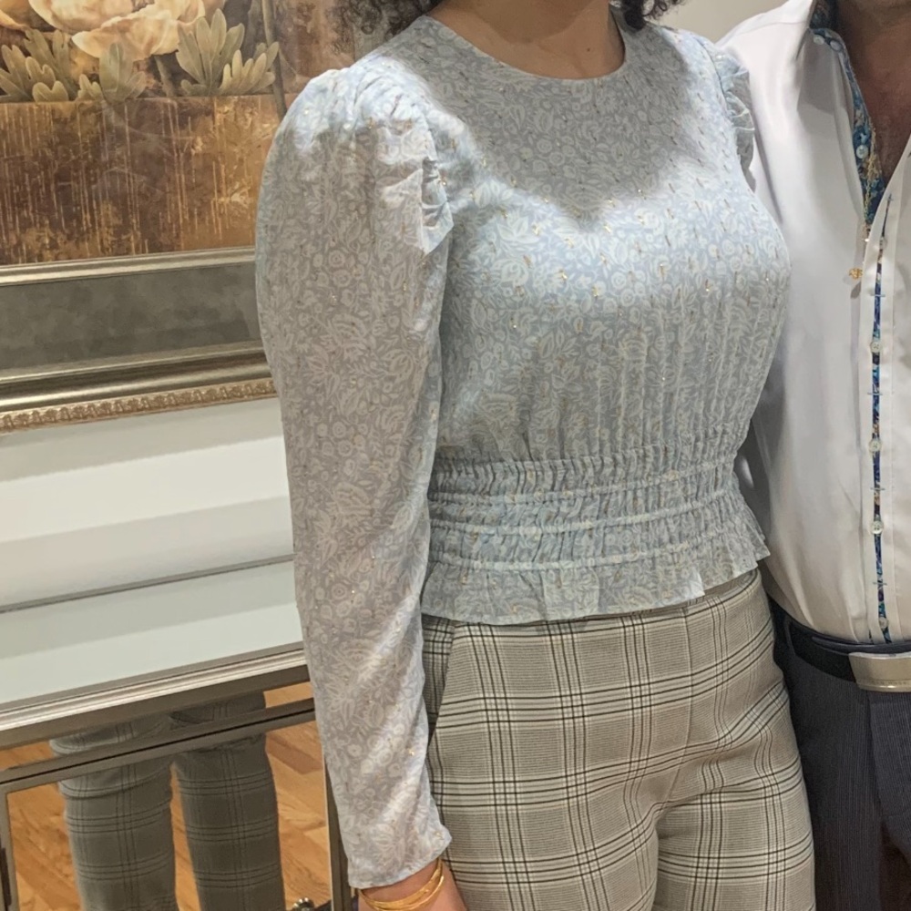 Express Blue and Gold Top Medium